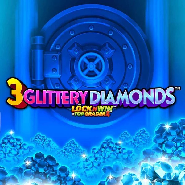 3 Glittery Diamonds slot logo by PearFiction Studios at Weiss Casino